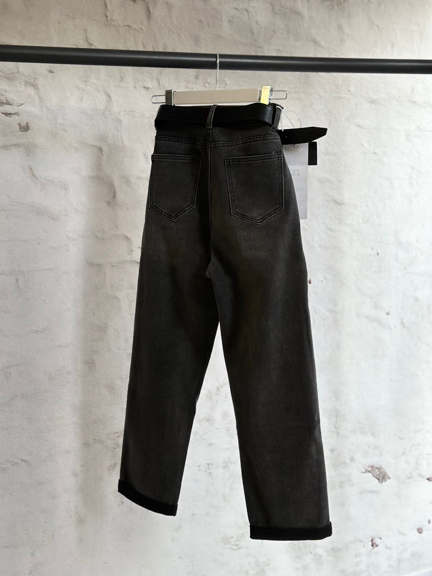 Дамски дънки с висока талия-черни