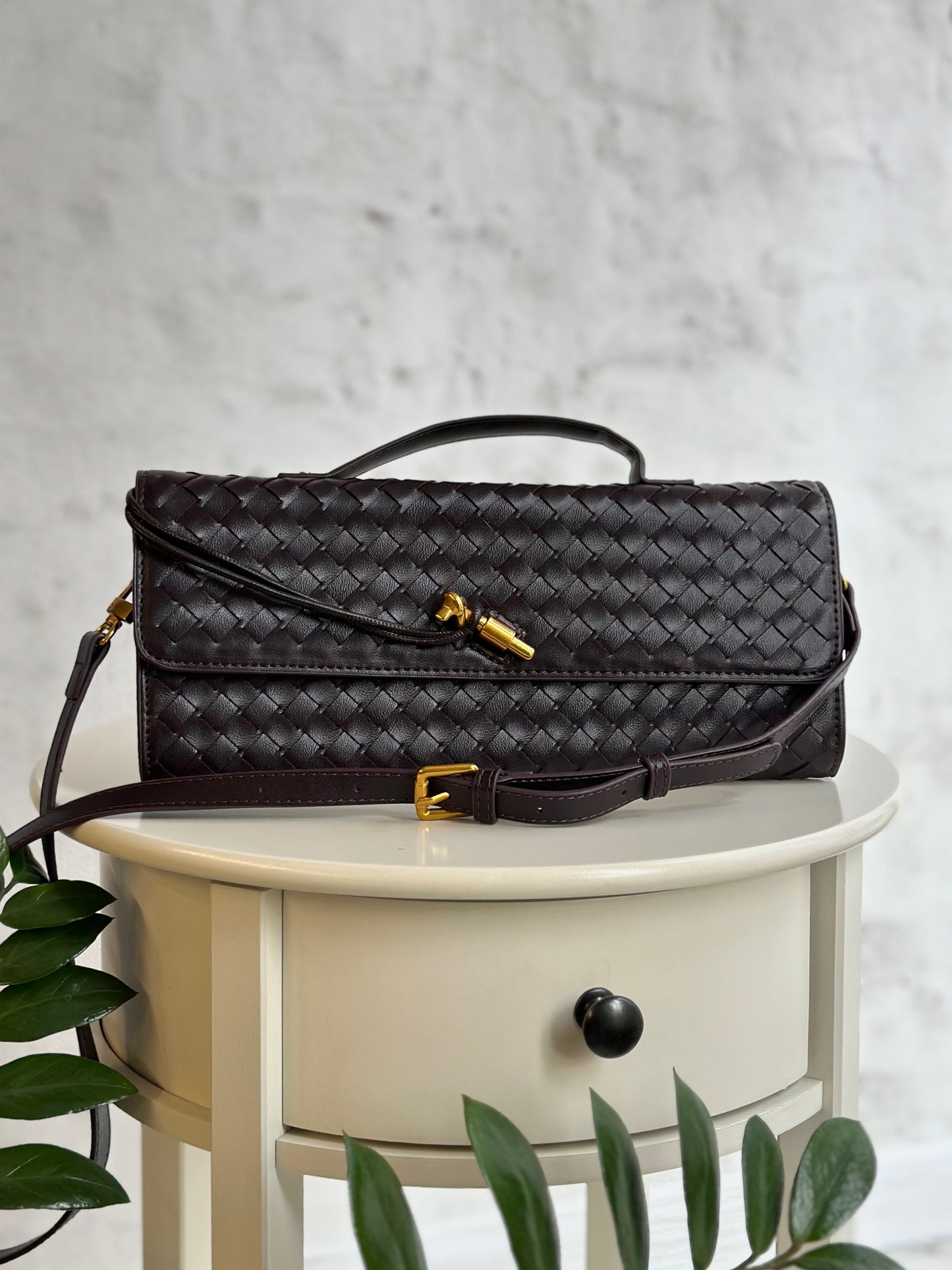 Дамска чанта Veneta от естествена кожа-кафява