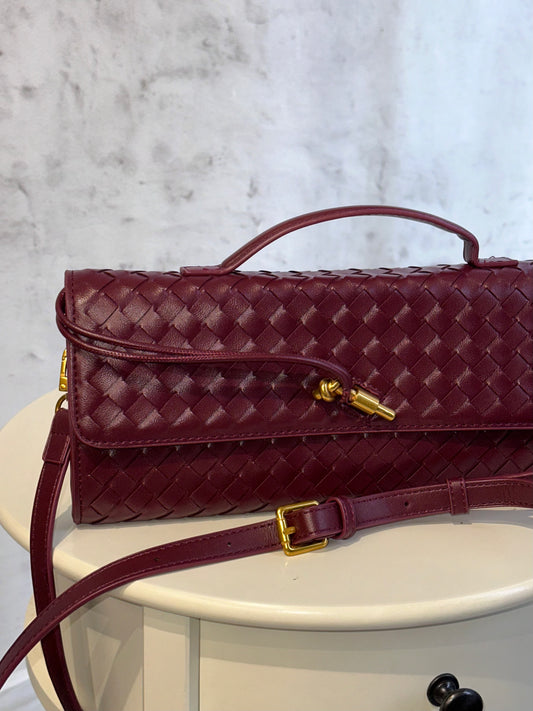 Дамска чанта Veneta от естествена кожа- бордо