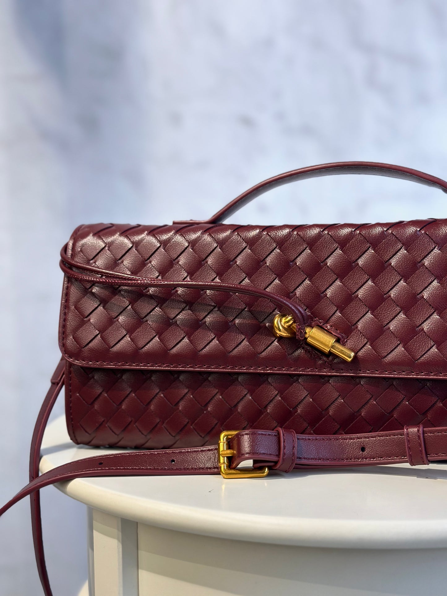 Дамска чанта Veneta от естествена кожа- бордо