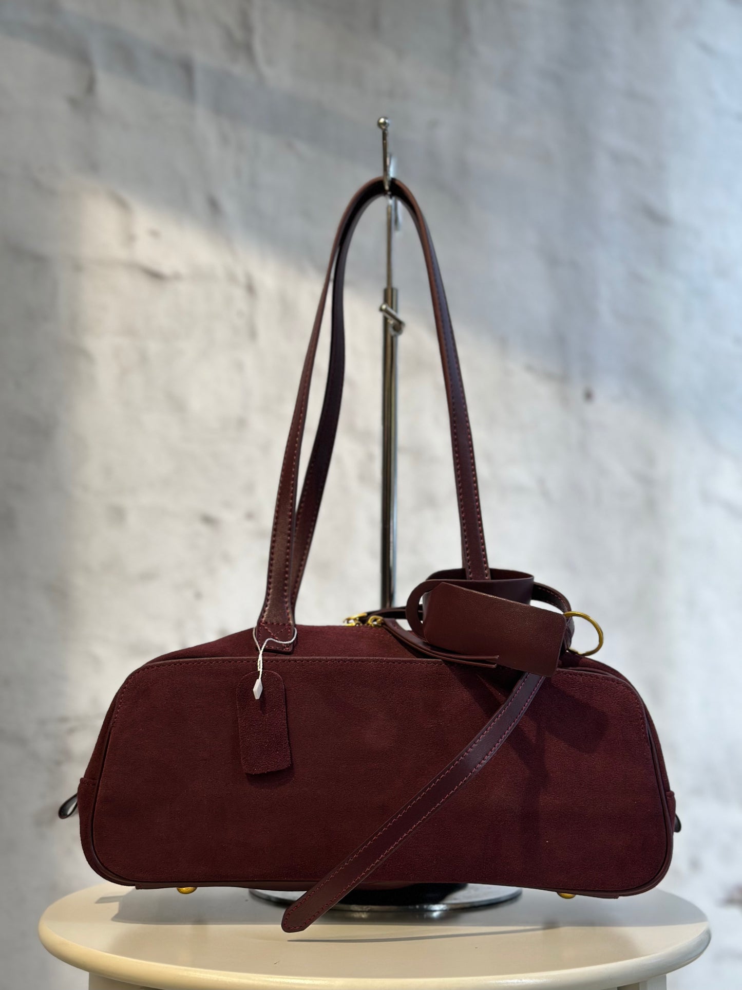 Дамска чанта от естествени материали-бордо