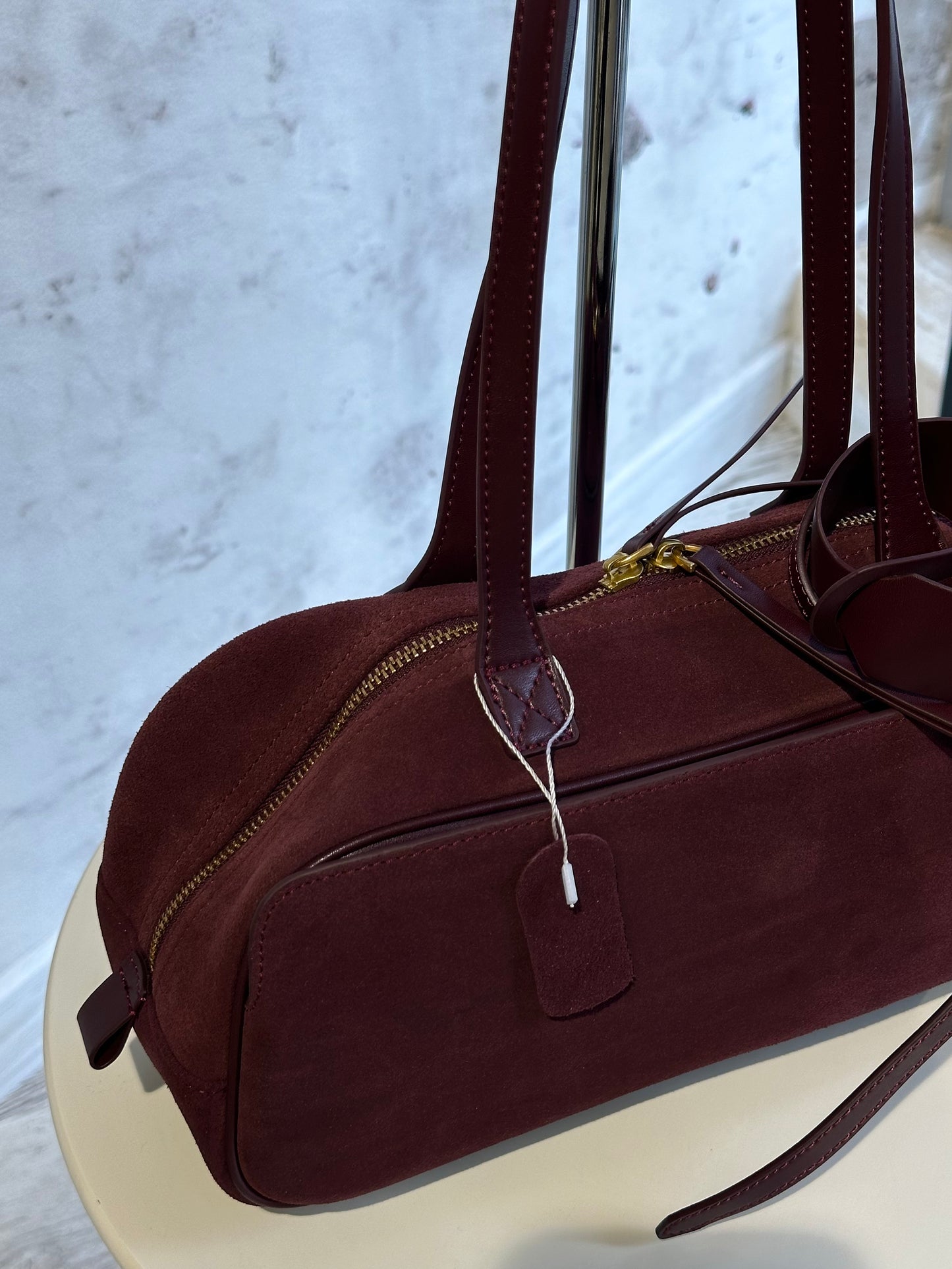 Дамска чанта от естествени материали-бордо