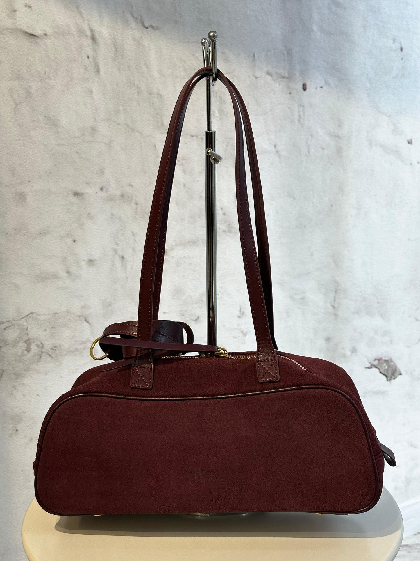 Дамска чанта от естествени материали-бордо