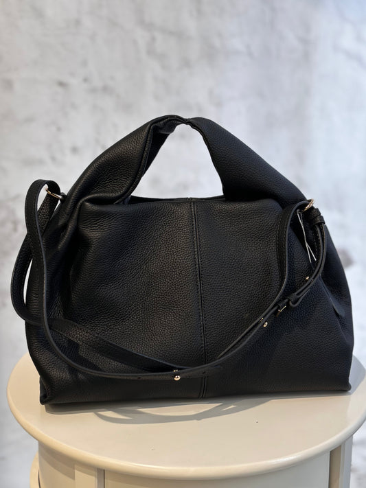 Дамска чанта от естествена кожа-черна