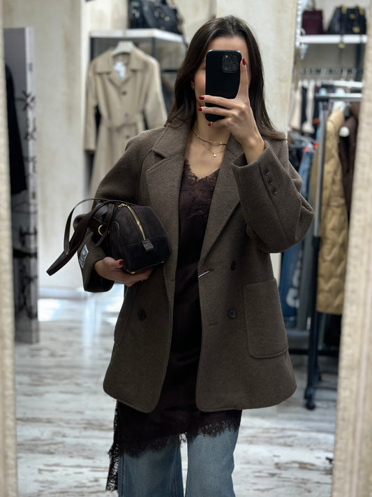Дамско палто тип сако-кафяво
