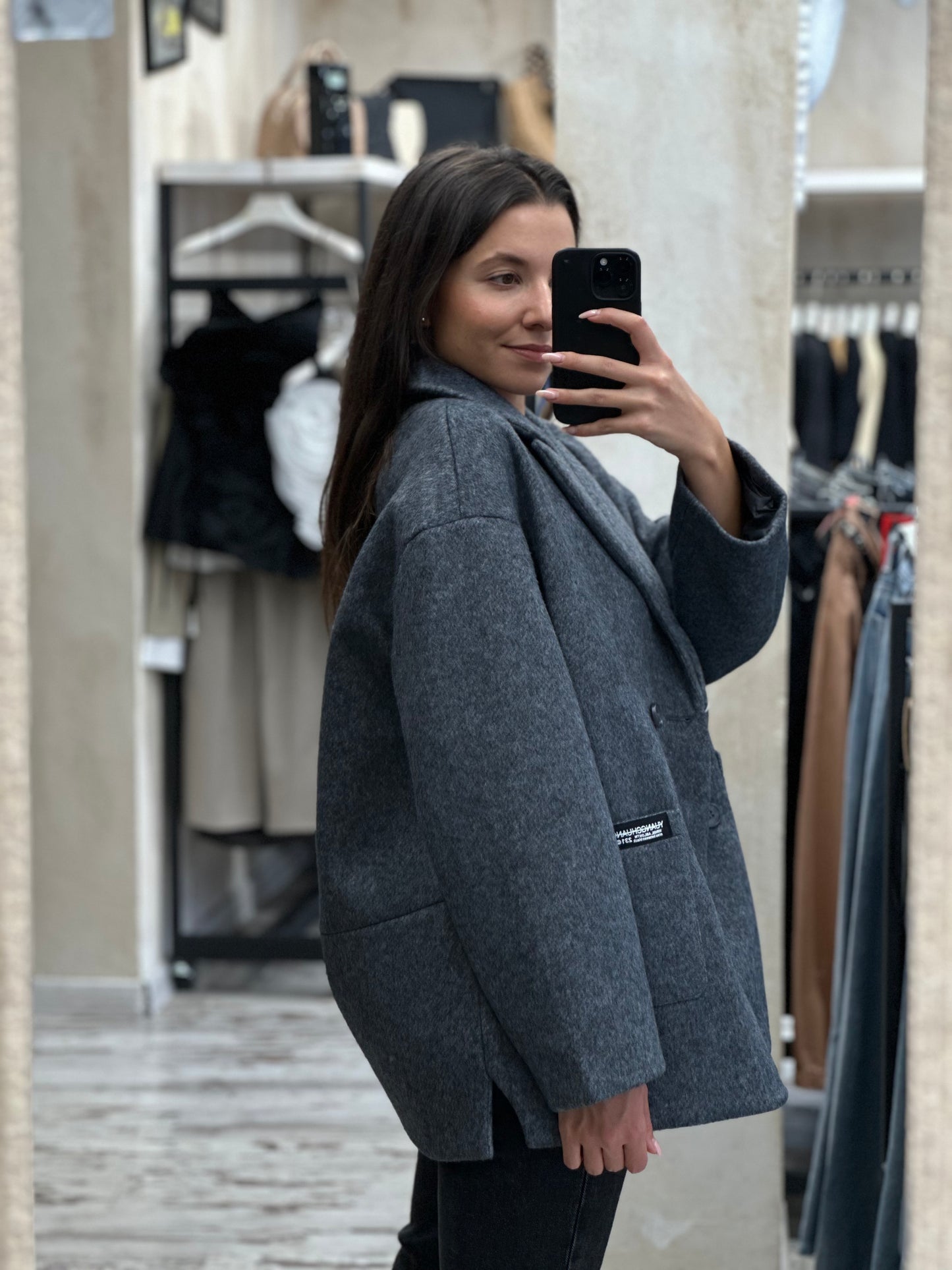 Дамско палто-графит