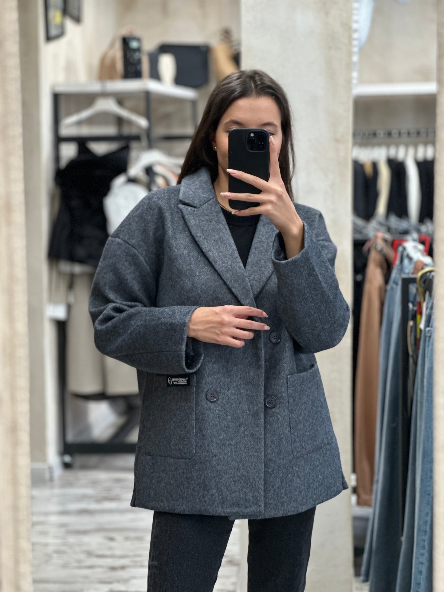 Дамско палто-графит