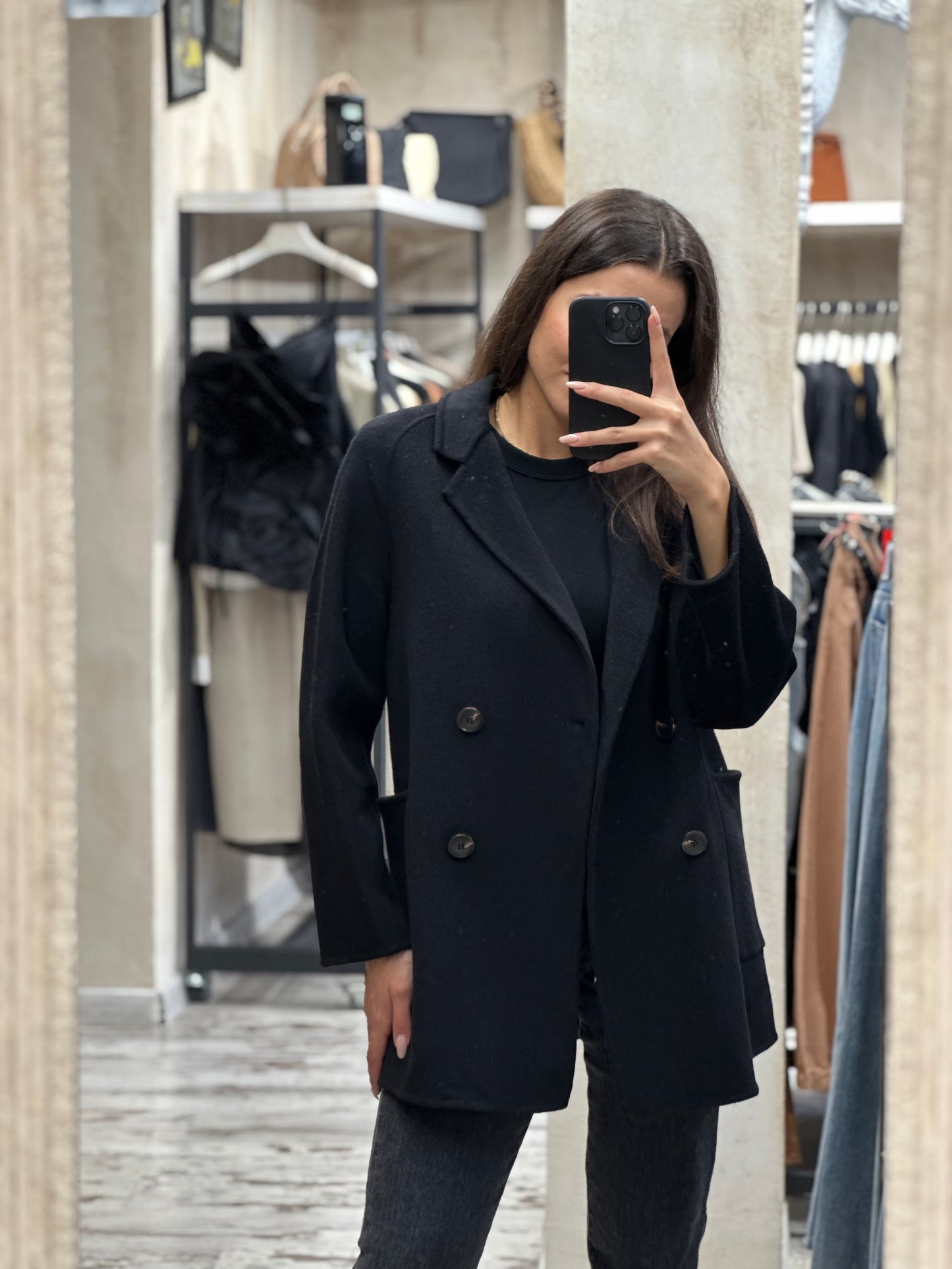 Кафяво Дамско палто - тип сако от Австралийска вълна