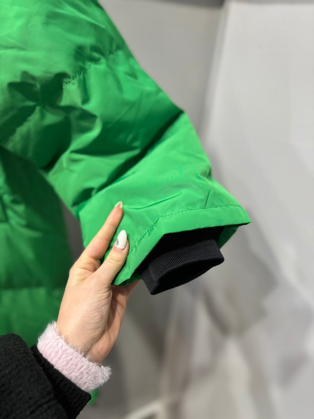 Дамско яке с гъши пух тип шуба-зелено