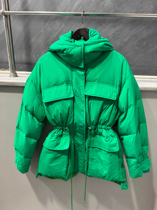 Дамско яке с гъши пух-зелено