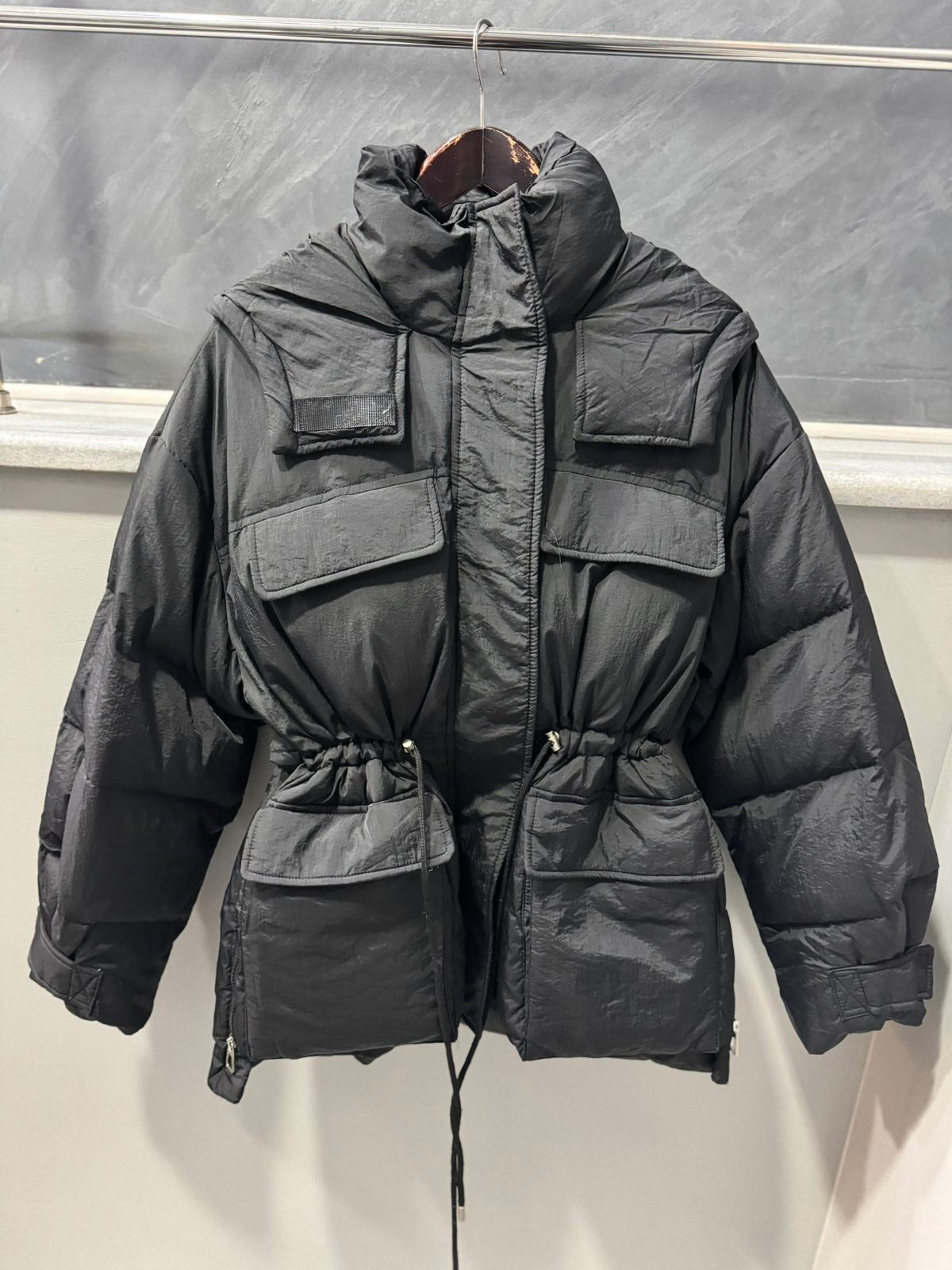 Дамско яке с гъши пух-черно